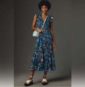 Anthropologie Multicolor Swirl Midi Dress